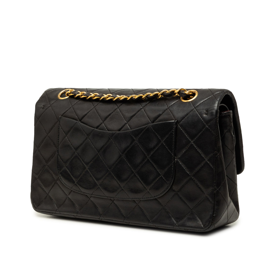 Classic Double rabat Moyen Cuir d'agneau Noir