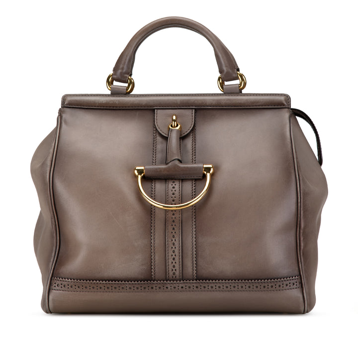 Duilio Brogue Horsebit Handbag Gray - Gaby Paris