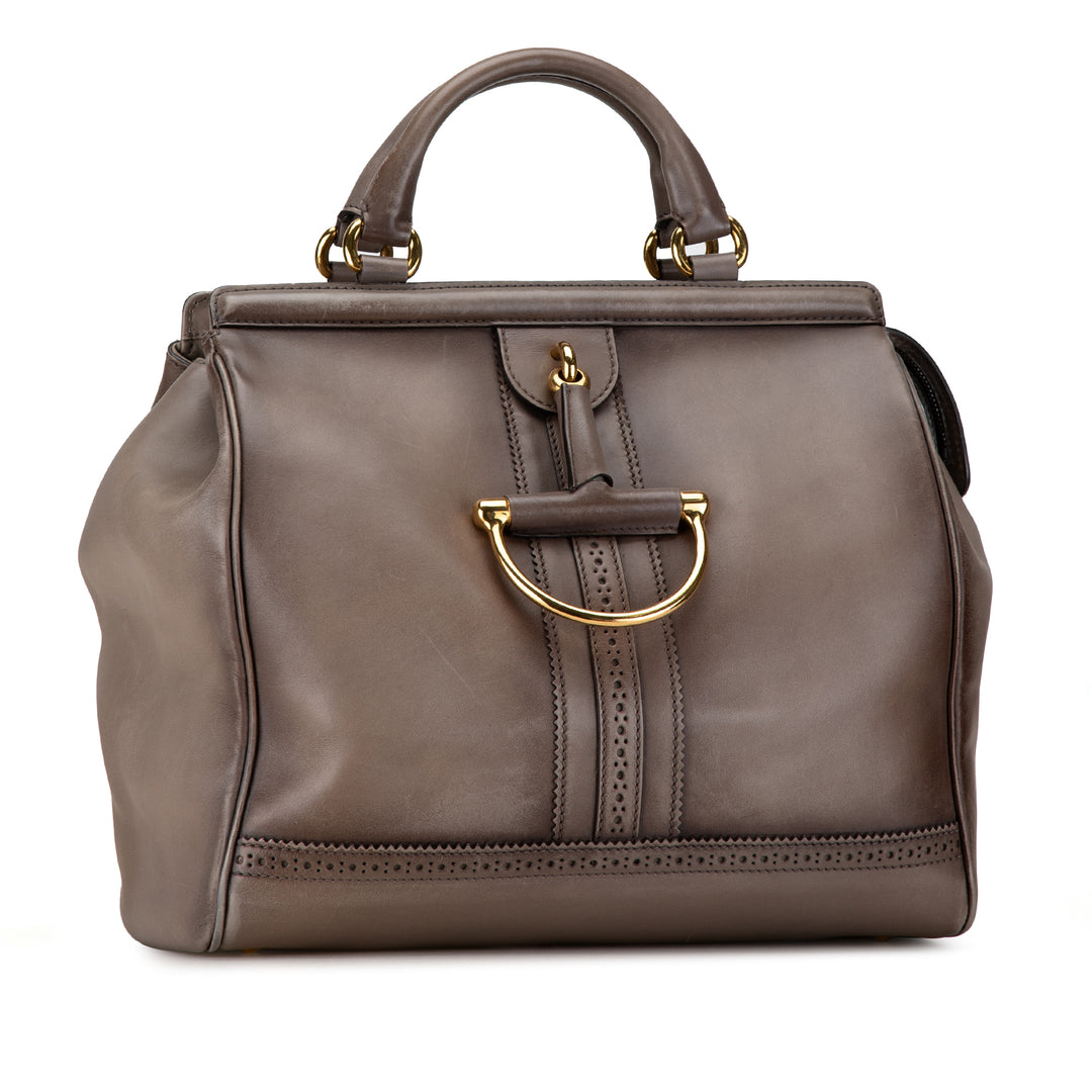 Duilio Brogue Horsebit Handbag Gray - Gaby Paris