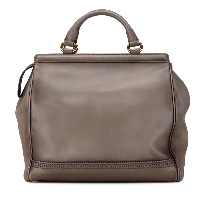 Duilio Brogue Horsebit Handbag Gray - Gaby Paris