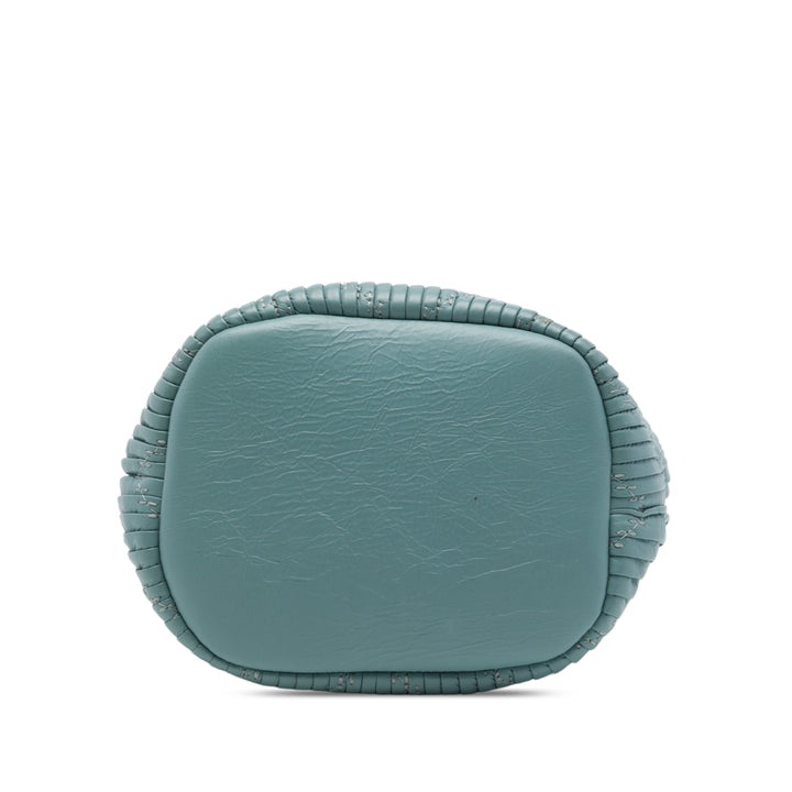 Froissé Coco Pleats Sac à cordon seau Petit Cuir de veau Bleu