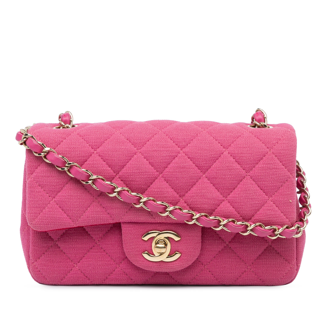 Chanel Mini Rectangular Classic Jersey Single Flap Pink - GABY PARIS