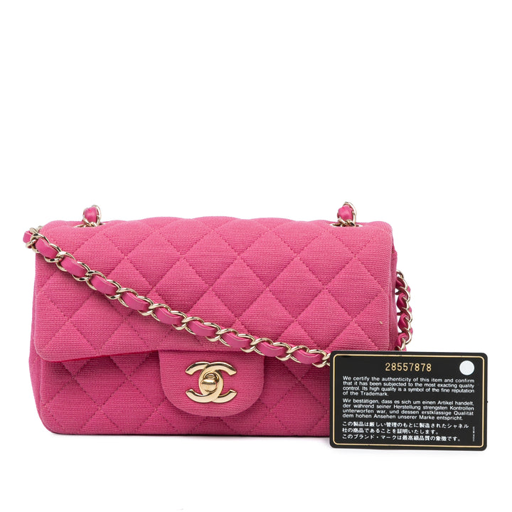 Chanel Mini Rectangular Classic Jersey Single Flap Pink - GABY PARIS