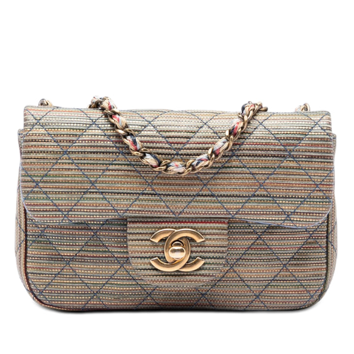 Chanel Paris Seoul Mini Metallic Cuir d’agneau Striped à rabat