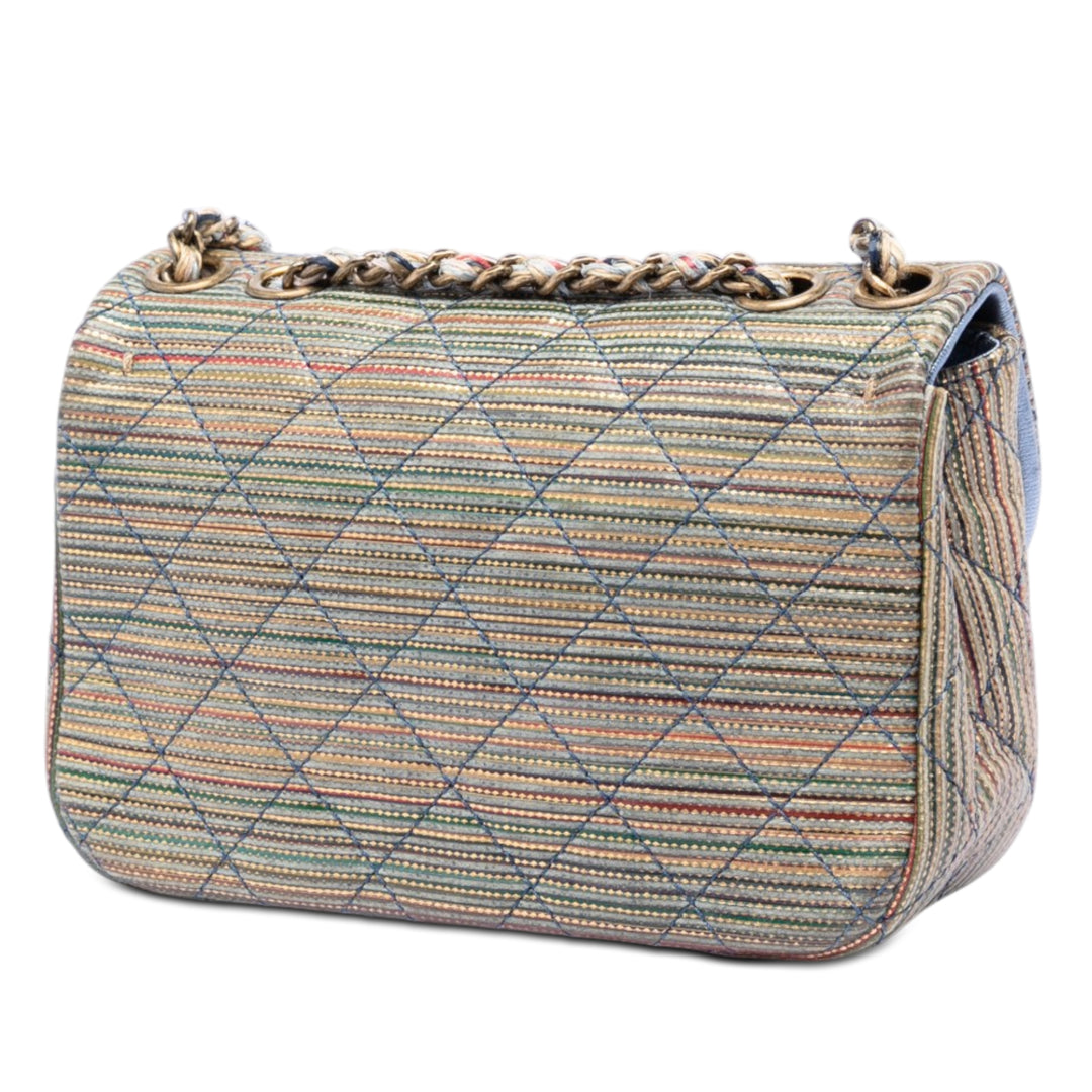 Chanel Paris Seoul Mini Metallic Cuir d’agneau Striped à rabat