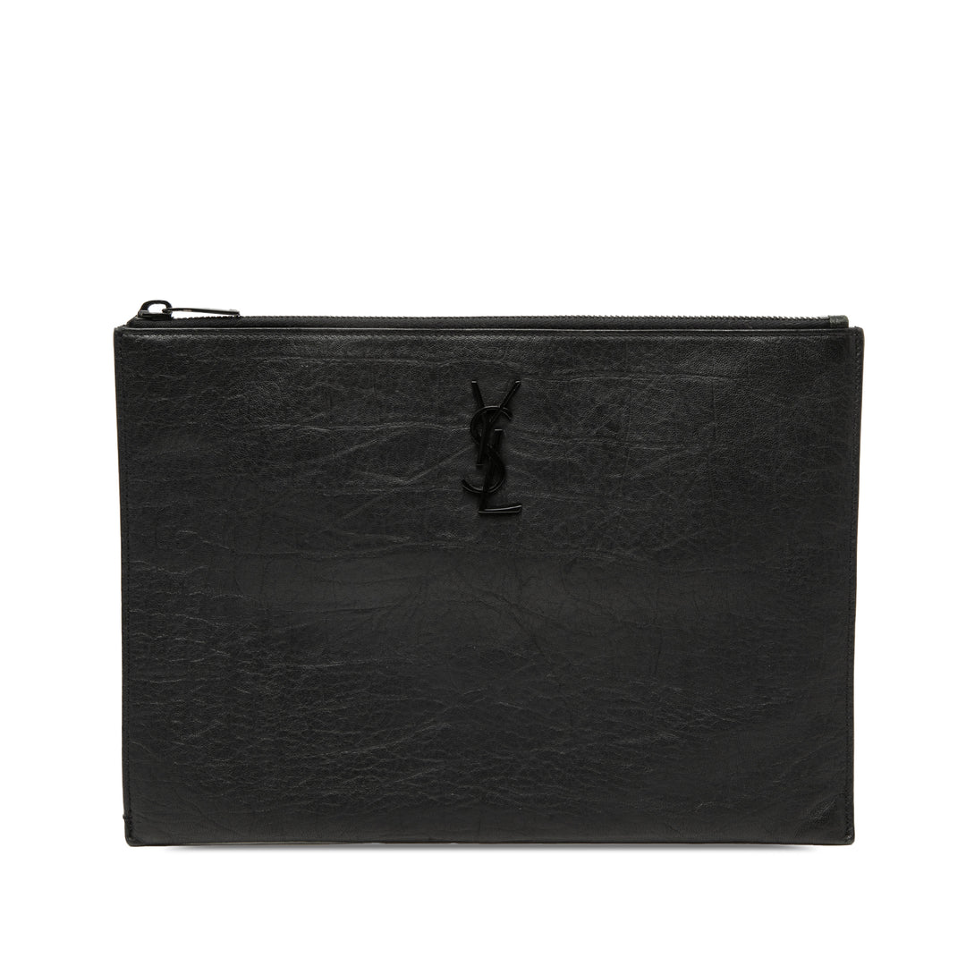 Saint Laurent Croc embossé Cuir Monogram Document Holder