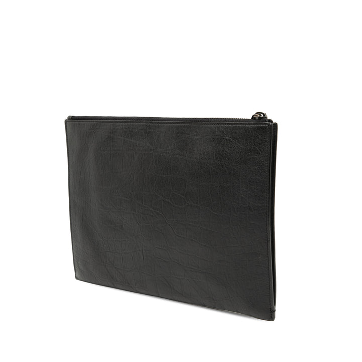 Saint Laurent Croc embossé Cuir Monogram Document Holder
