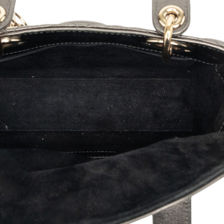 Dior Lady Dior Métallisé Cannage My ABCDior Petit Cuir d'agneau Gris – vue 4 – GABY PARIS