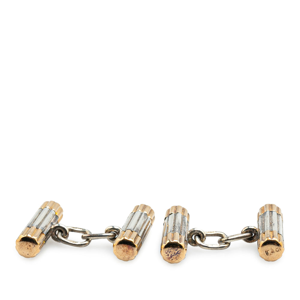 Silver and 18K Yellow Gold Double Bar Chain Cufflinks Silver - Gaby Paris