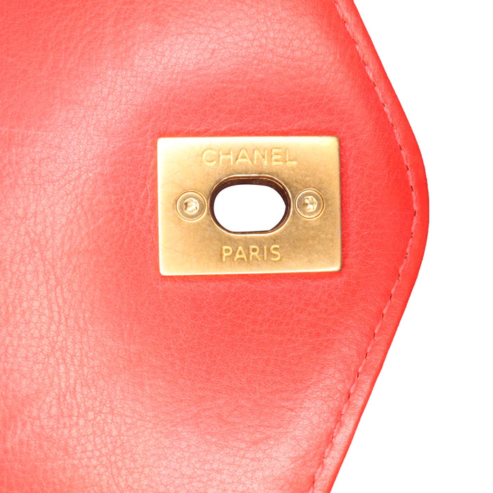 Quilted Calfskin Metal Top Handle Envelope Flap Red - Gaby Paris