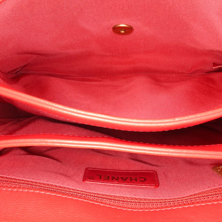 Quilted Calfskin Metal Top Handle Envelope Flap Red - Gaby Paris