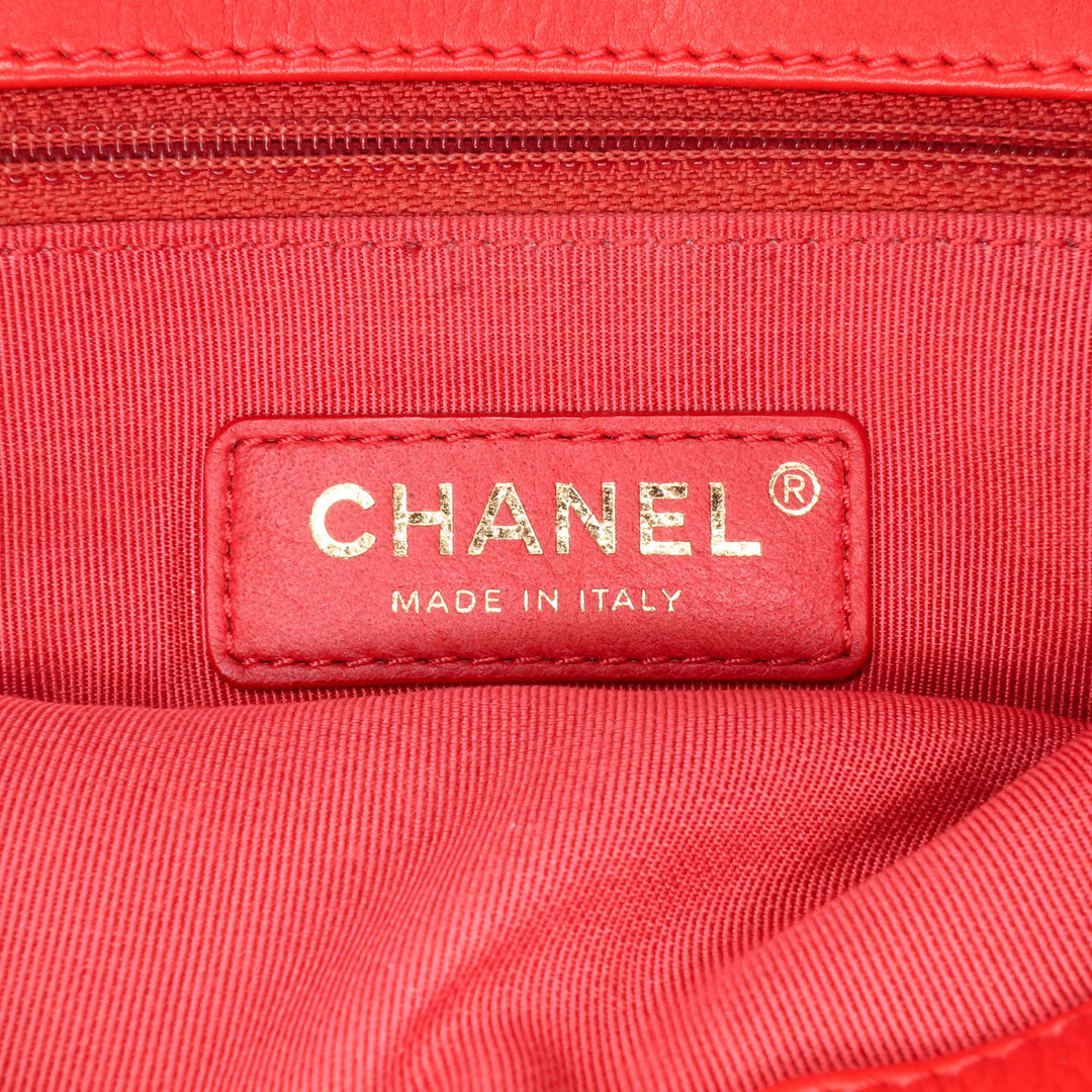 Quilted Calfskin Metal Top Handle Envelope Flap Red - Gaby Paris