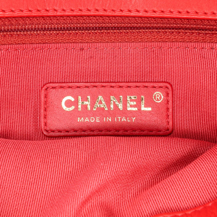 Quilted Calfskin Metal Top Handle Envelope Flap Red - Gaby Paris