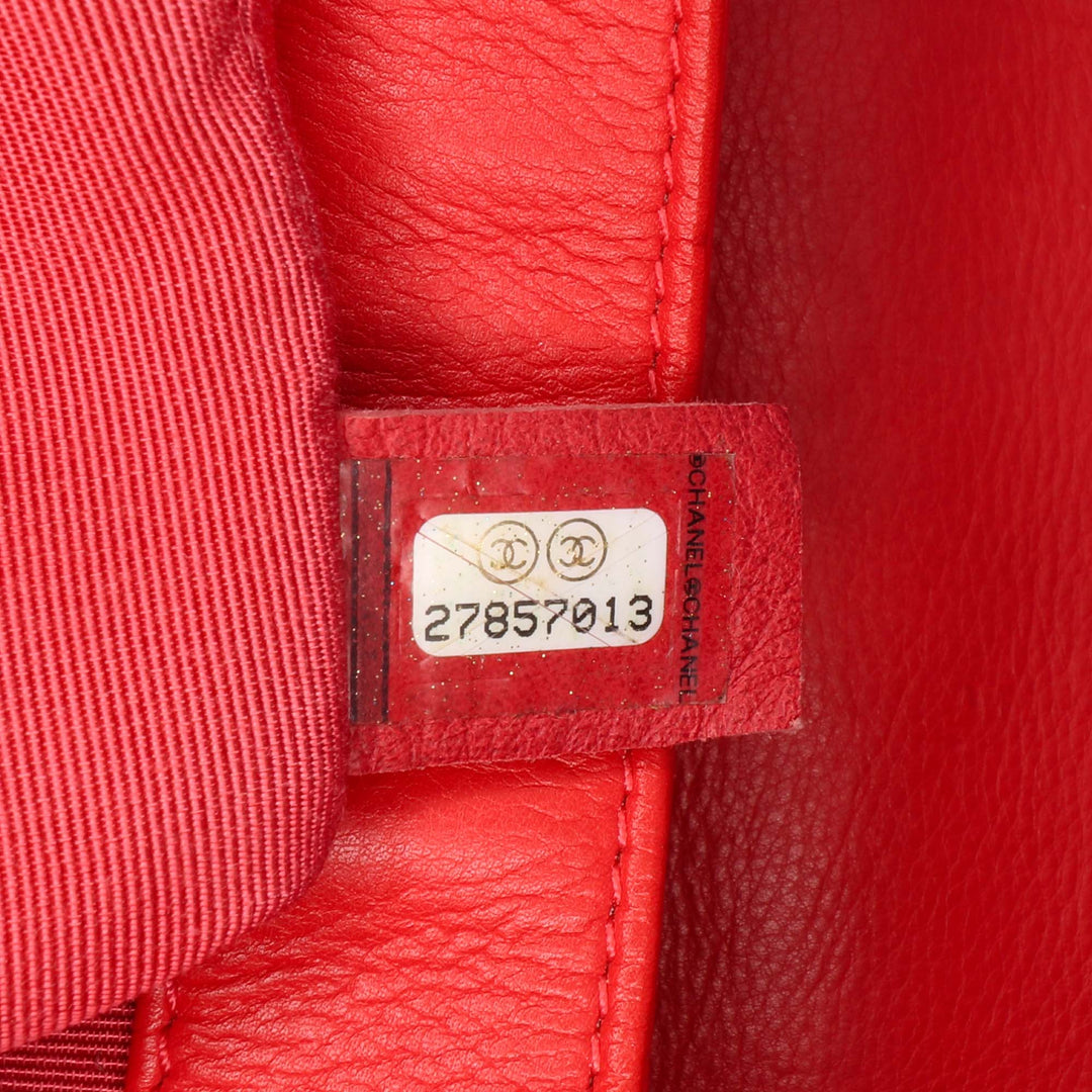 Quilted Calfskin Metal Top Handle Envelope Flap Red - Gaby Paris