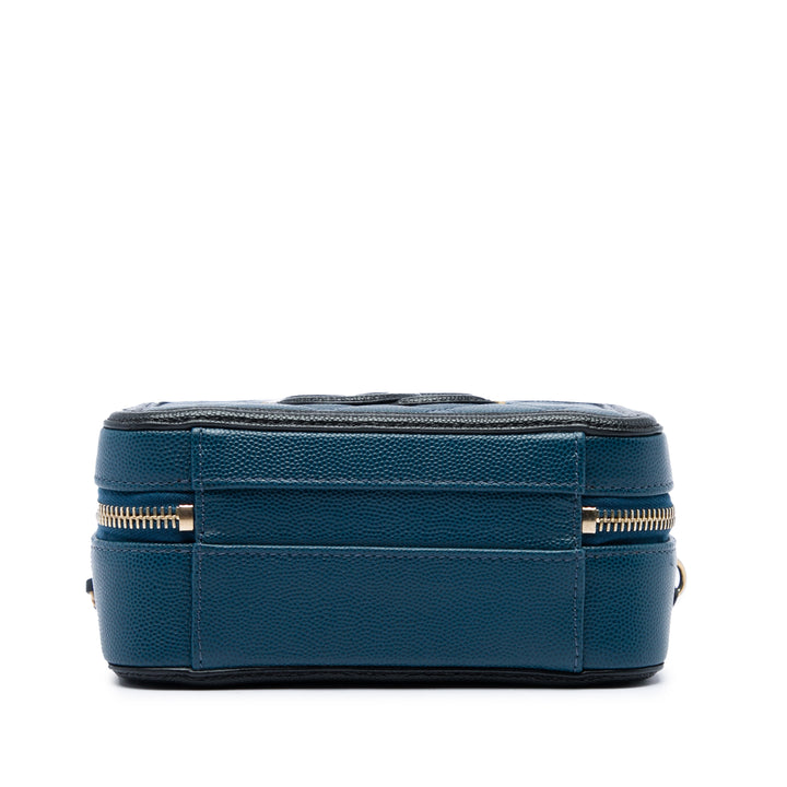 Chanel Bicolore CC Filigree Vanity Petit Cuir caviar Bleu – vue 3 – GABY PARIS