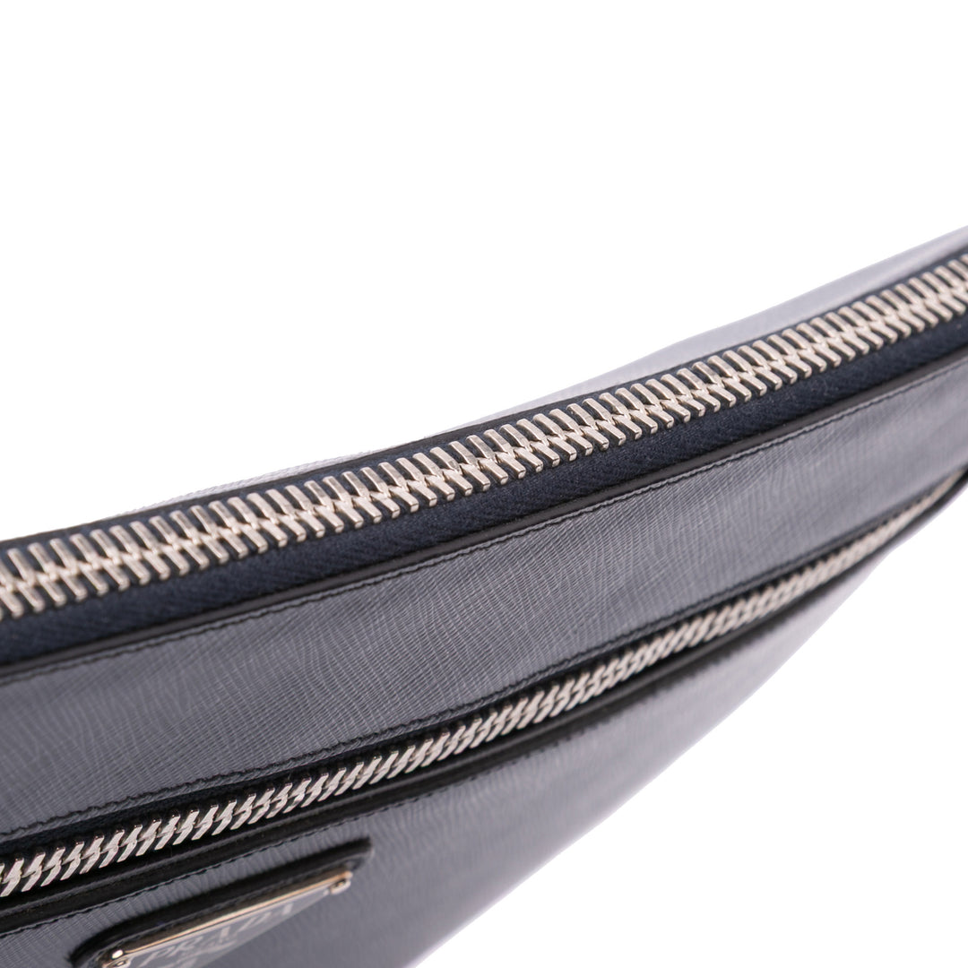 Saffiano Lux Zip Portfolio Blue - Gaby Paris