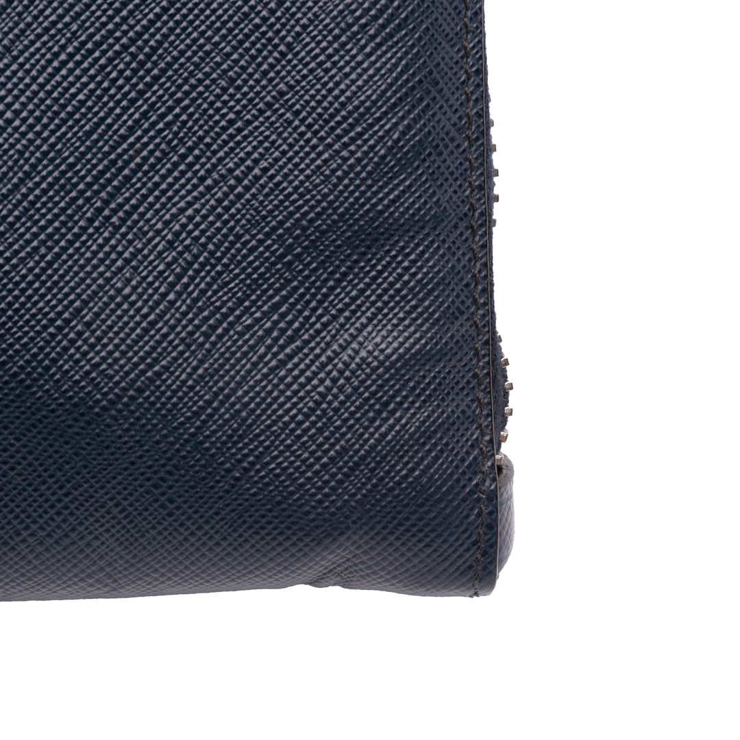 Saffiano Lux Zip Portfolio Blue - Gaby Paris