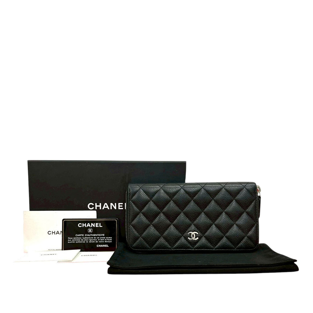 Chanel CC Matelassé Caviar Portefeuille long zippé