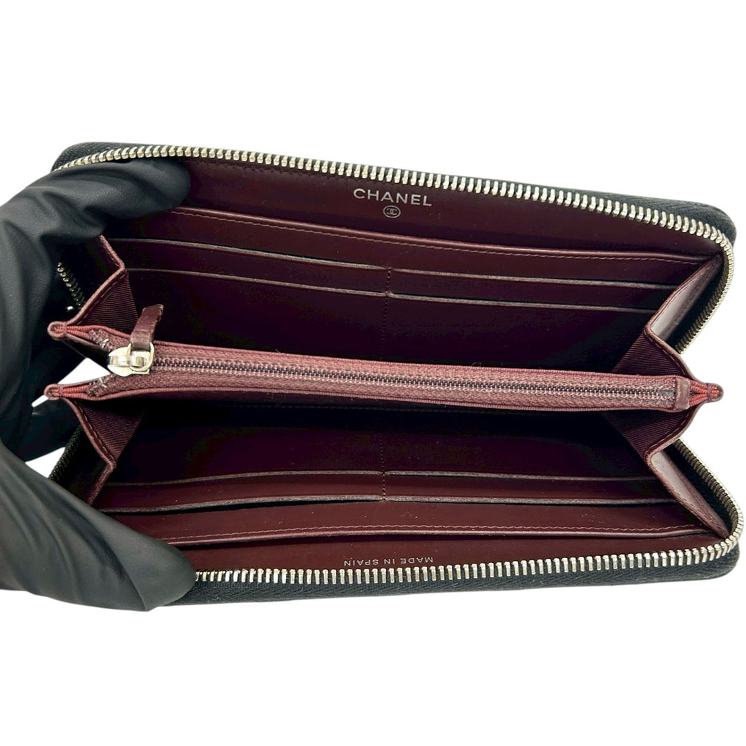 Chanel CC Matelassé Caviar Portefeuille long zippé