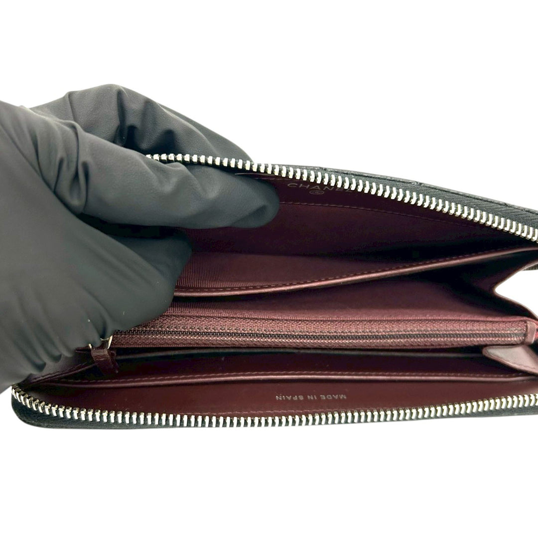 Chanel CC Matelassé Caviar Portefeuille long zippé