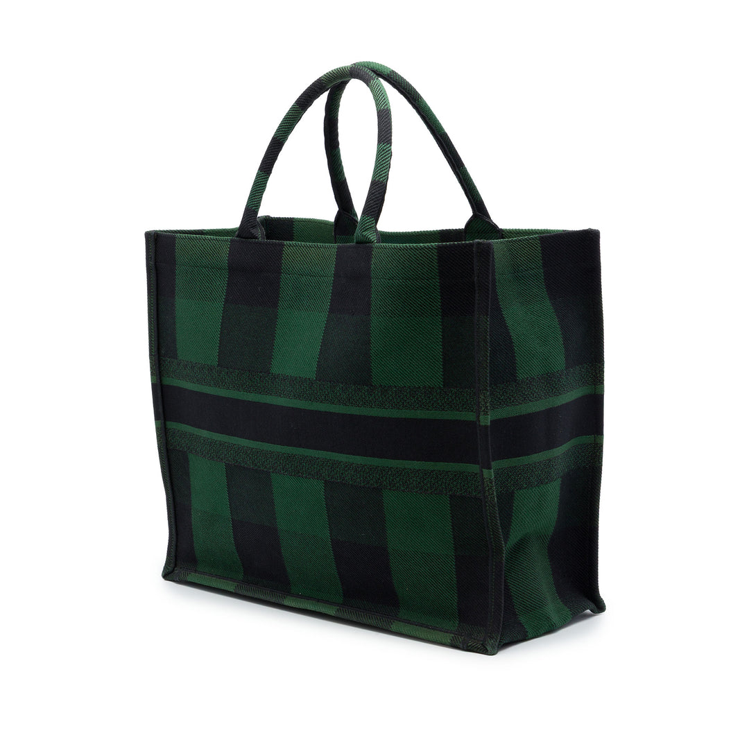 Dior Book Tote brodé Checkered Grand Vert – vue 2 – GABY PARIS
