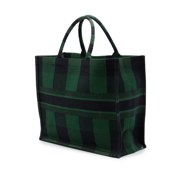 Dior Book Tote brodé Checkered Grand Vert – vue 2 – GABY PARIS
