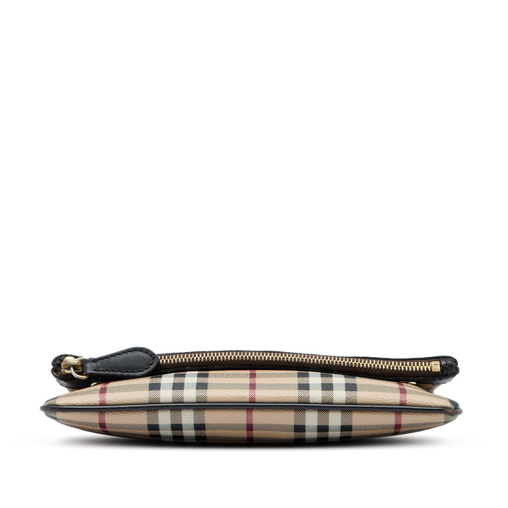 Burberry Pochette Haymarket Check Adeline Fold over Toile enduite Beige – vue 3 – GABY PARIS