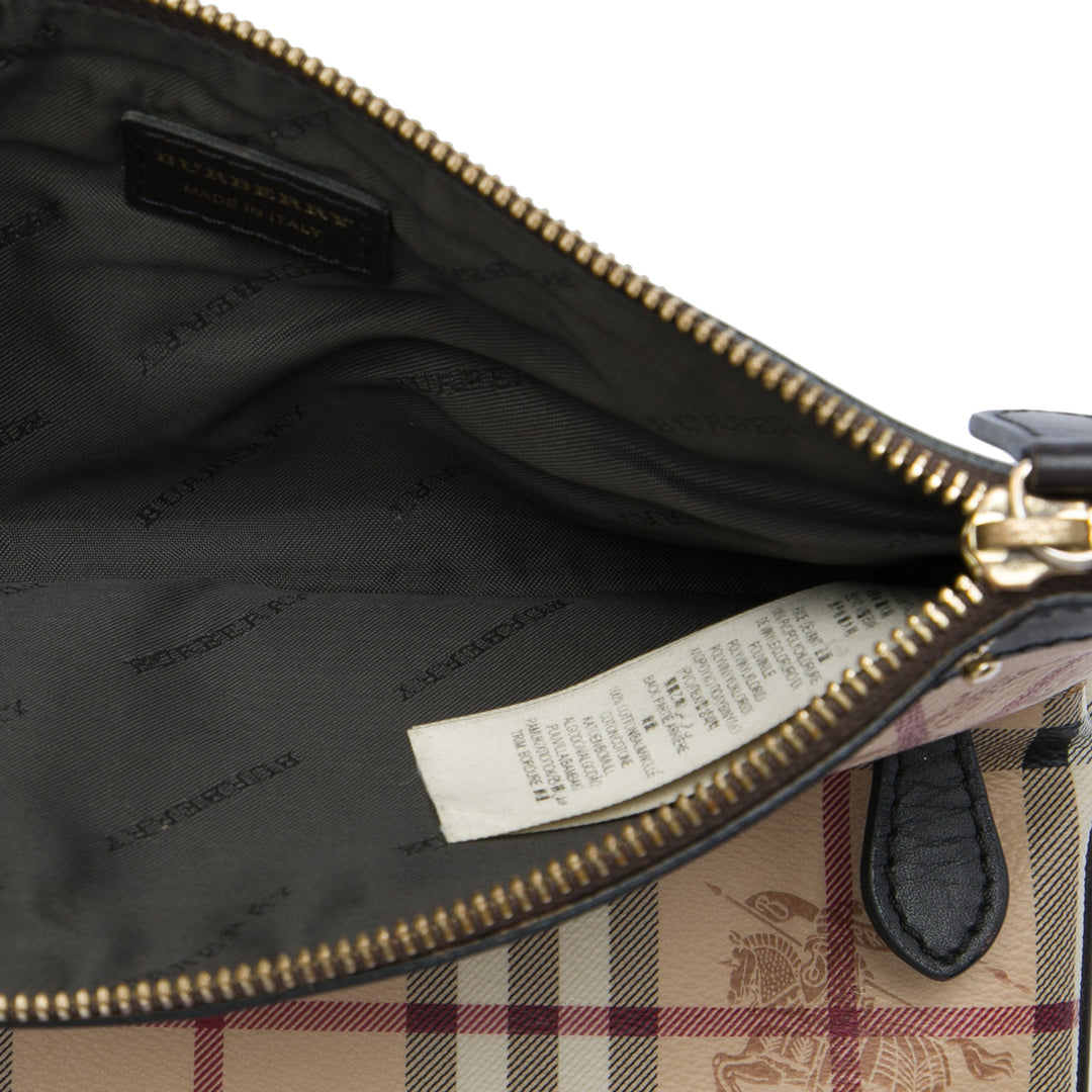 Burberry Pochette Haymarket Check Adeline Fold over Toile enduite Beige – vue 4 – GABY PARIS