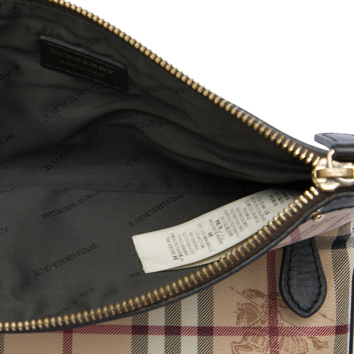 Burberry Pochette Haymarket Check Adeline Fold over Toile enduite Beige – vue 4 – GABY PARIS