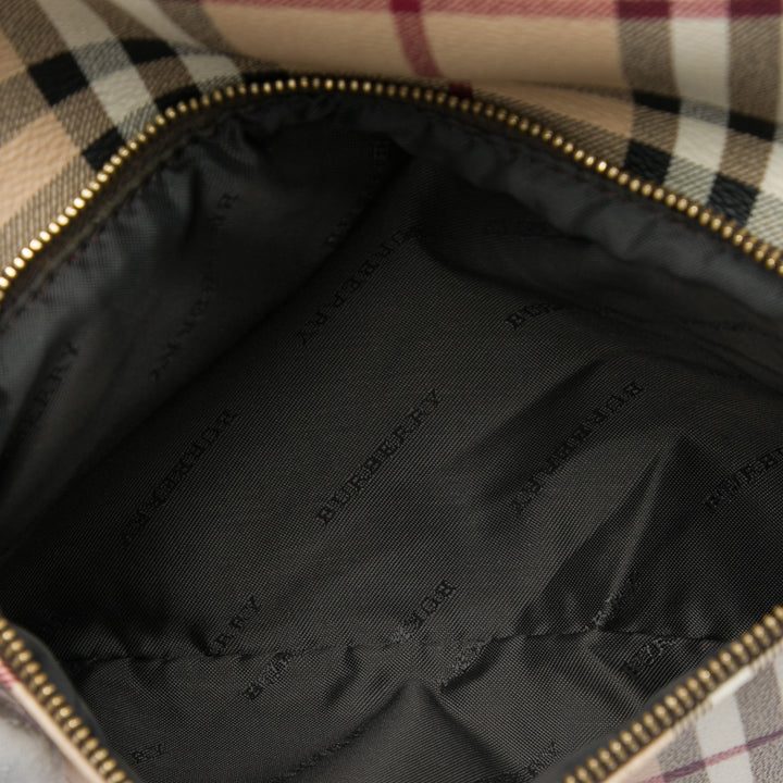 Burberry Pochette Haymarket Check Adeline Fold over Toile enduite Beige – vue 5 – GABY PARIS
