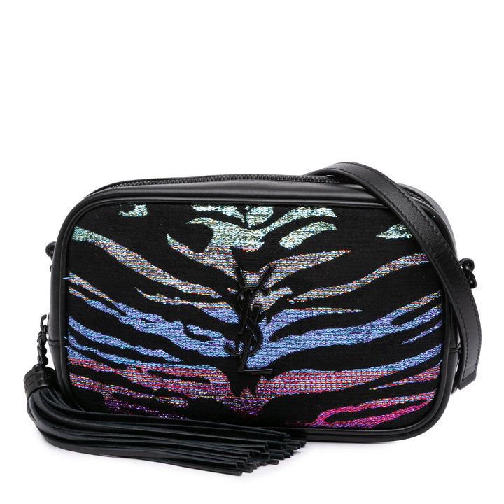 Canvas Metallic Tiger Print Monogram Lou Camera Bag Black - Gaby Paris
