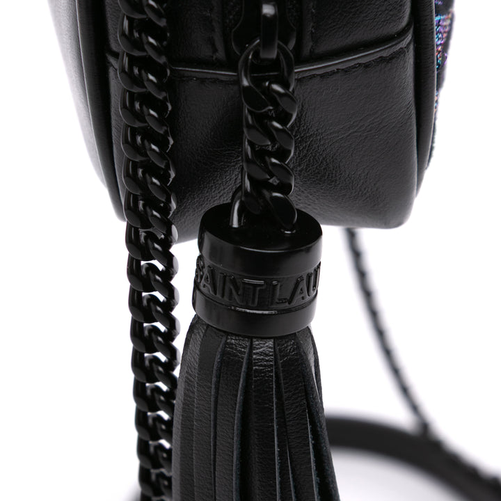Canvas Metallic Tiger Print Monogram Lou Camera Bag Black - Gaby Paris