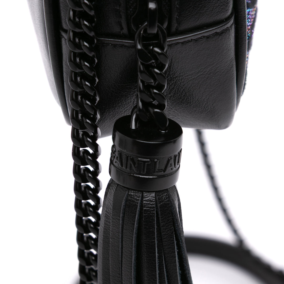 Canvas Metallic Tiger Print Monogram Lou Camera Bag Black - Gaby Paris