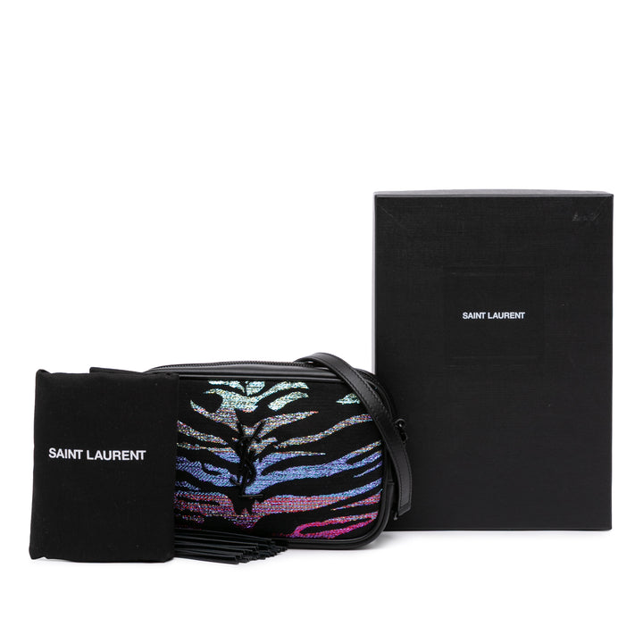 Canvas Metallic Tiger Print Monogram Lou Camera Bag Black - Gaby Paris