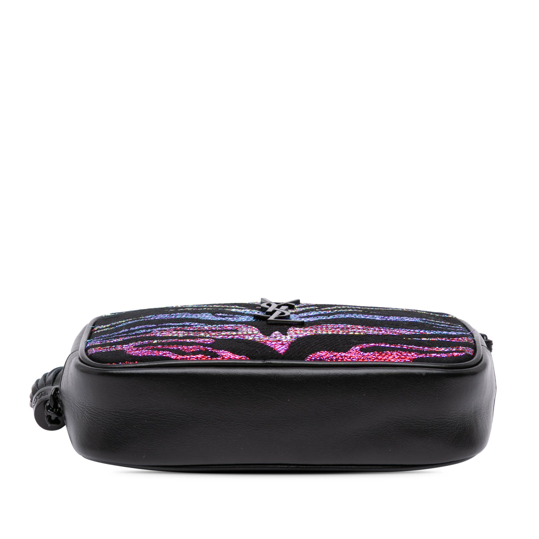 Canvas Metallic Tiger Print Monogram Lou Camera Bag Black - Gaby Paris