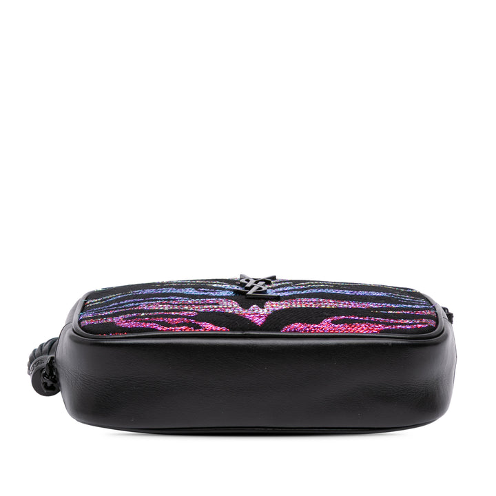 Canvas Metallic Tiger Print Monogram Lou Camera Bag Black - Gaby Paris