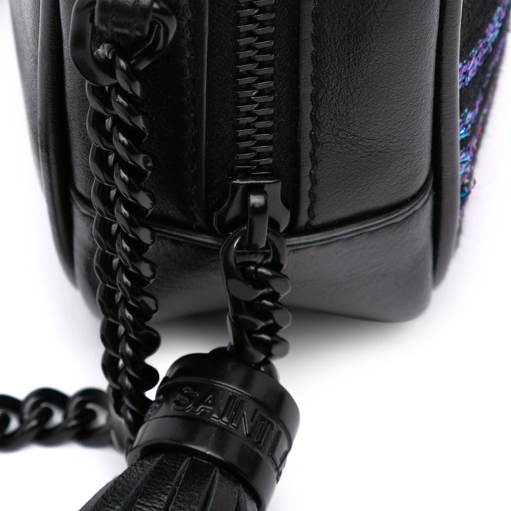 Canvas Metallic Tiger Print Monogram Lou Camera Bag Black - Gaby Paris