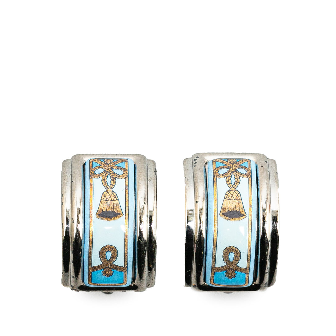 Enamel Cloisonne Clip On Earrings Blue - Gaby Paris