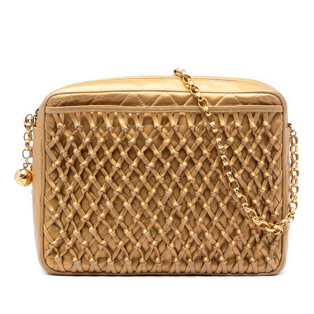Chanel Metallic Woven Cuir d'agneau Chain Sac caméra