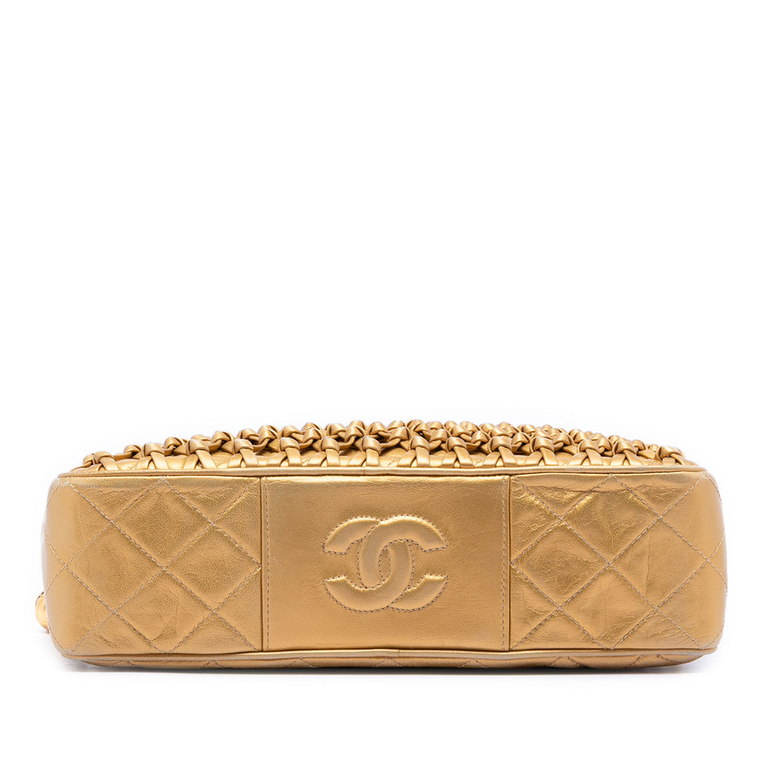 Chanel Metallic Woven Cuir d'agneau Chain Sac caméra
