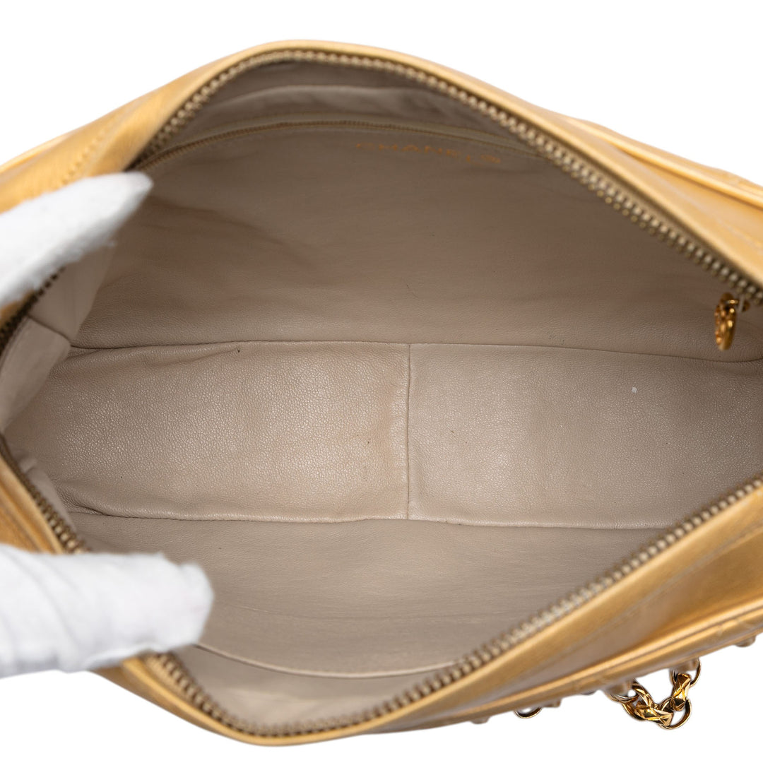 Chanel Metallic Woven Cuir d'agneau Chain Sac caméra