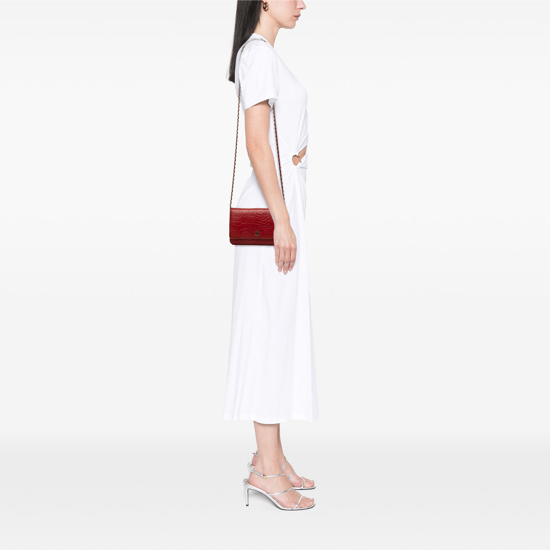 Chanel CC embossé Camellia Wallet on Chain Cuir d'agneau Rouge – vue 6 – GABY PARIS