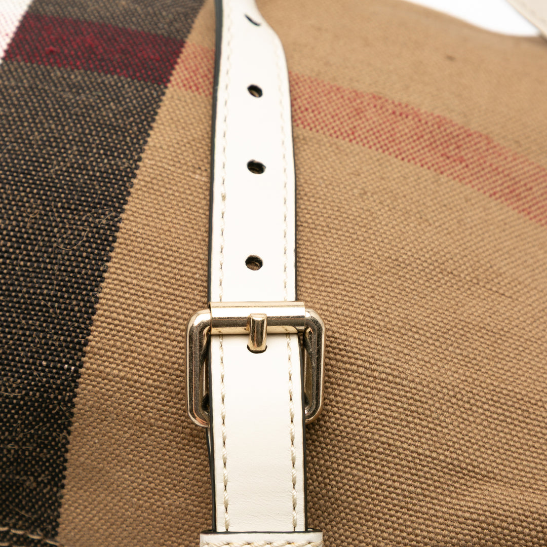 Burberry Mini Mega Check Toile Ashby Pompon Bucket Sac