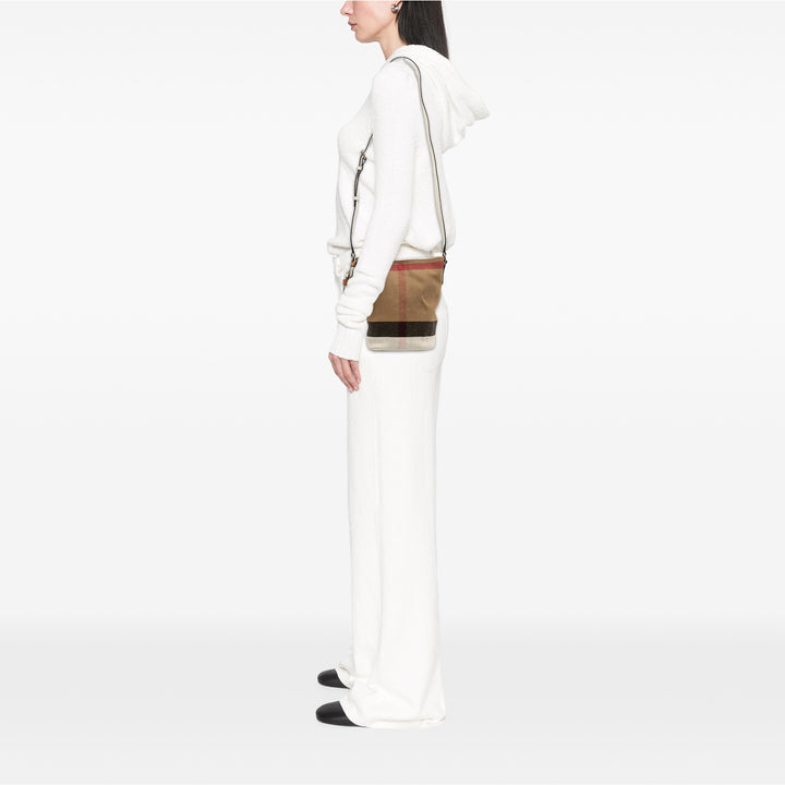 Burberry Mini Mega Check Toile Ashby Pompon Bucket Sac
