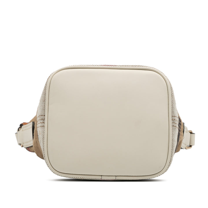 Burberry Mini Mega Check Toile Ashby Pompon Bucket Sac