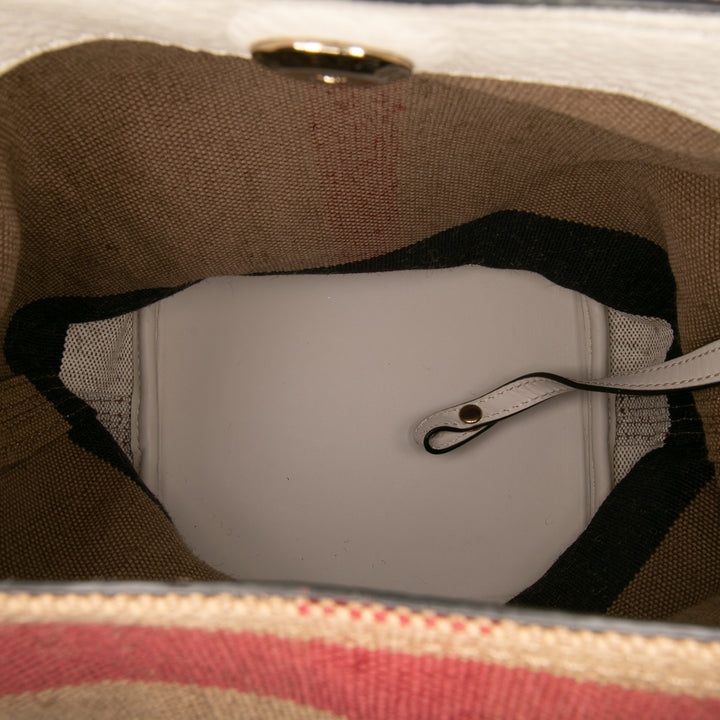 Burberry Mini Mega Check Toile Ashby Pompon Bucket Sac