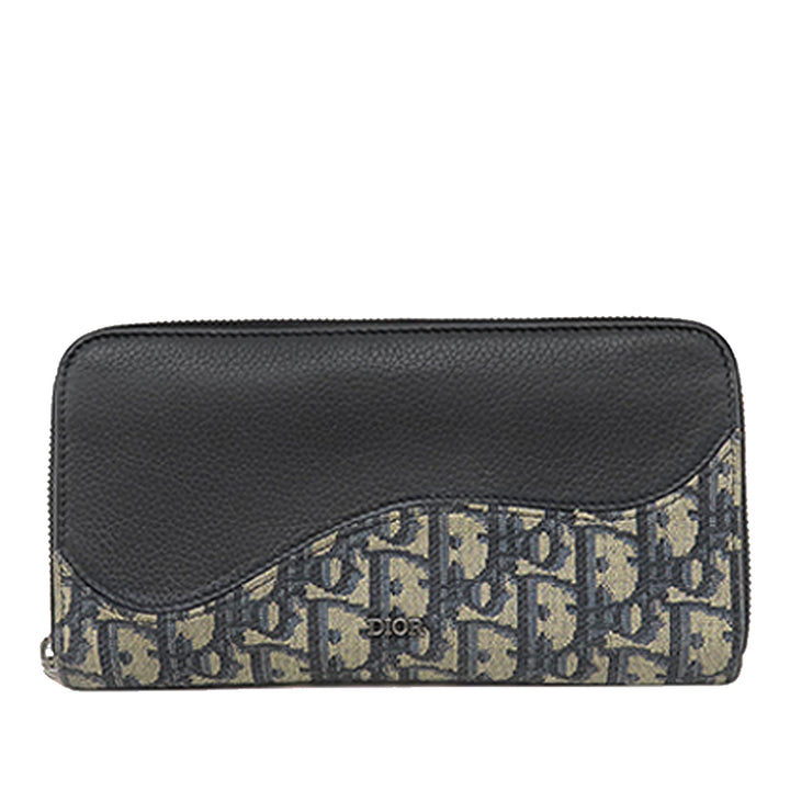 Dior Oblique Toile et Cuir Saddle Zippy Portefeuille
