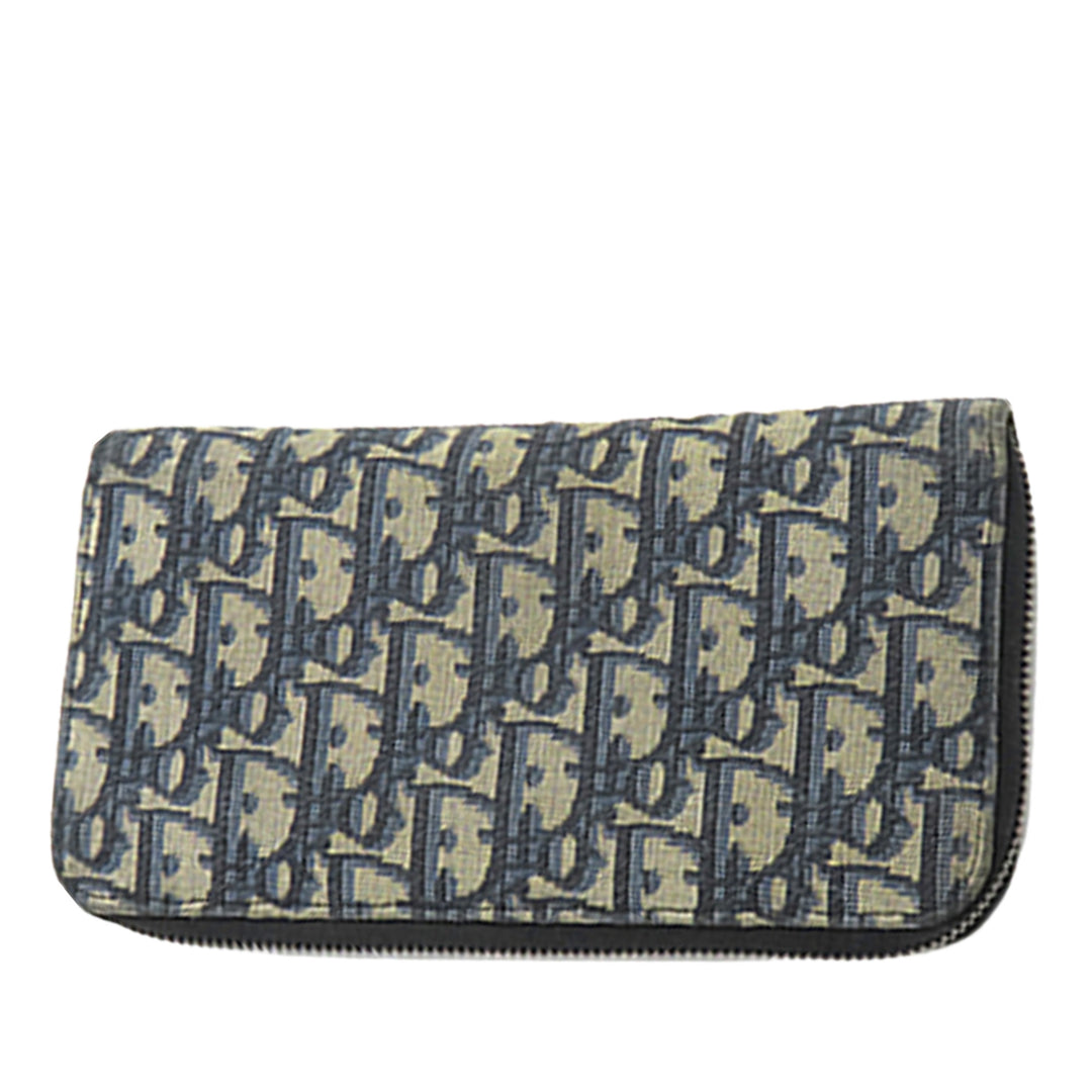 Dior Oblique Toile et Cuir Saddle Zippy Portefeuille