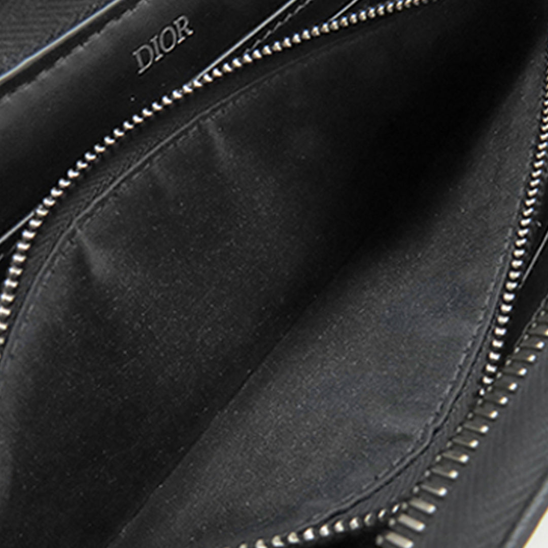 Dior Oblique Toile et Cuir Saddle Zippy Portefeuille