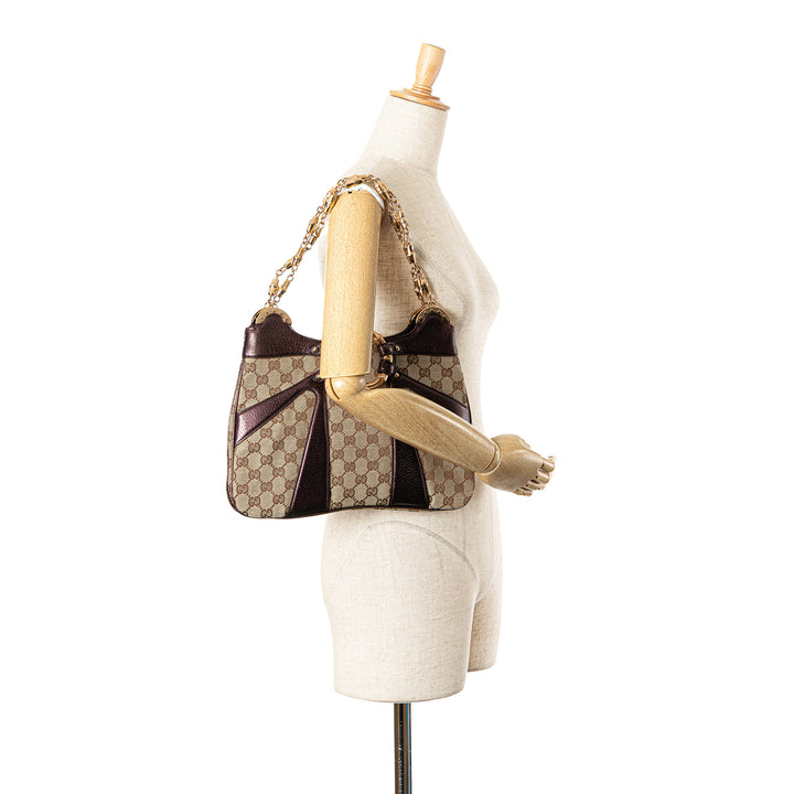 GG Canvas Bamboo Ring Chain Shoulder Bag Brown - Gaby Paris